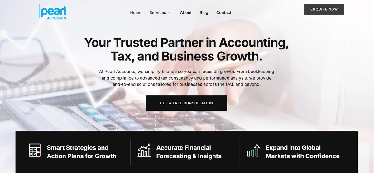 Pearl Accounts supplied homepage capture