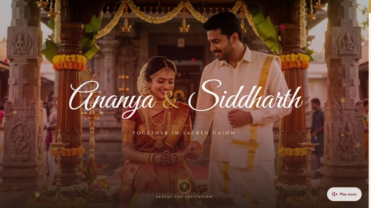 Wedsaro wedding invitation demo featuring Ananya and Siddharth