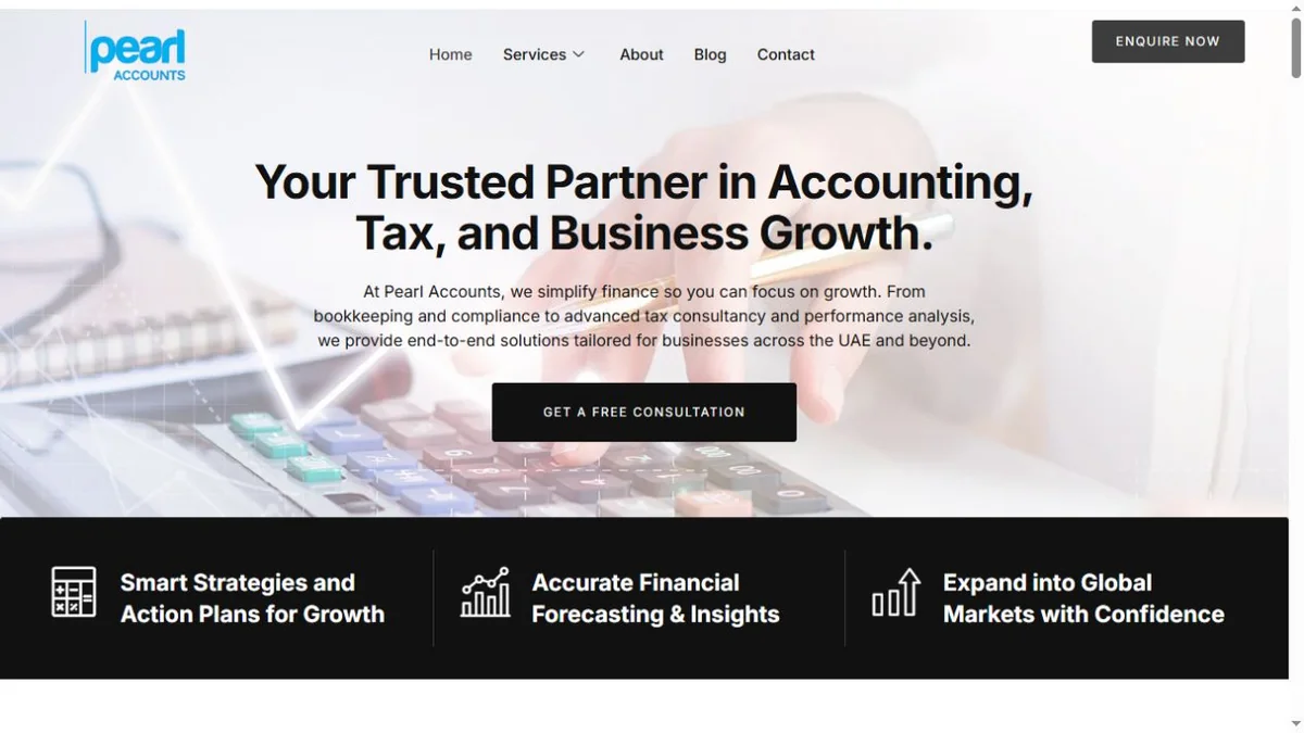 Pearl Accounts original website design — professional project context